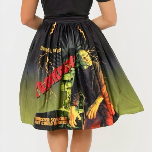 Unique Vintage x Frankenstein Skirt Universal Monsters Psychobilly Rockabilly - Picture 2 of 7